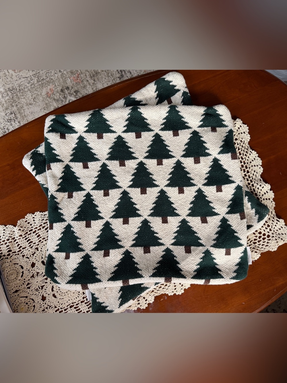 cupcakes & cashmere Cream and Green Holiday Tree Knit Pillow COVERS (no pillow)